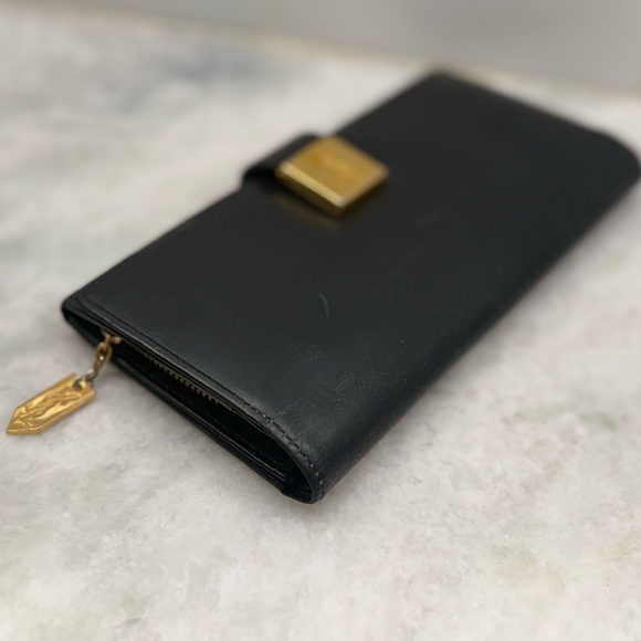 YVES SAINT LAURENT Vintage Black Leather Long Bifold Wallet/Clutch - Picture 8 of 16